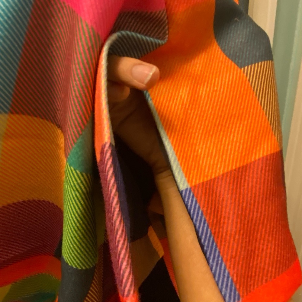 🎉Colorful Checkered Plaid Double Breasted belted Trench Coat - Picture 8 of 12